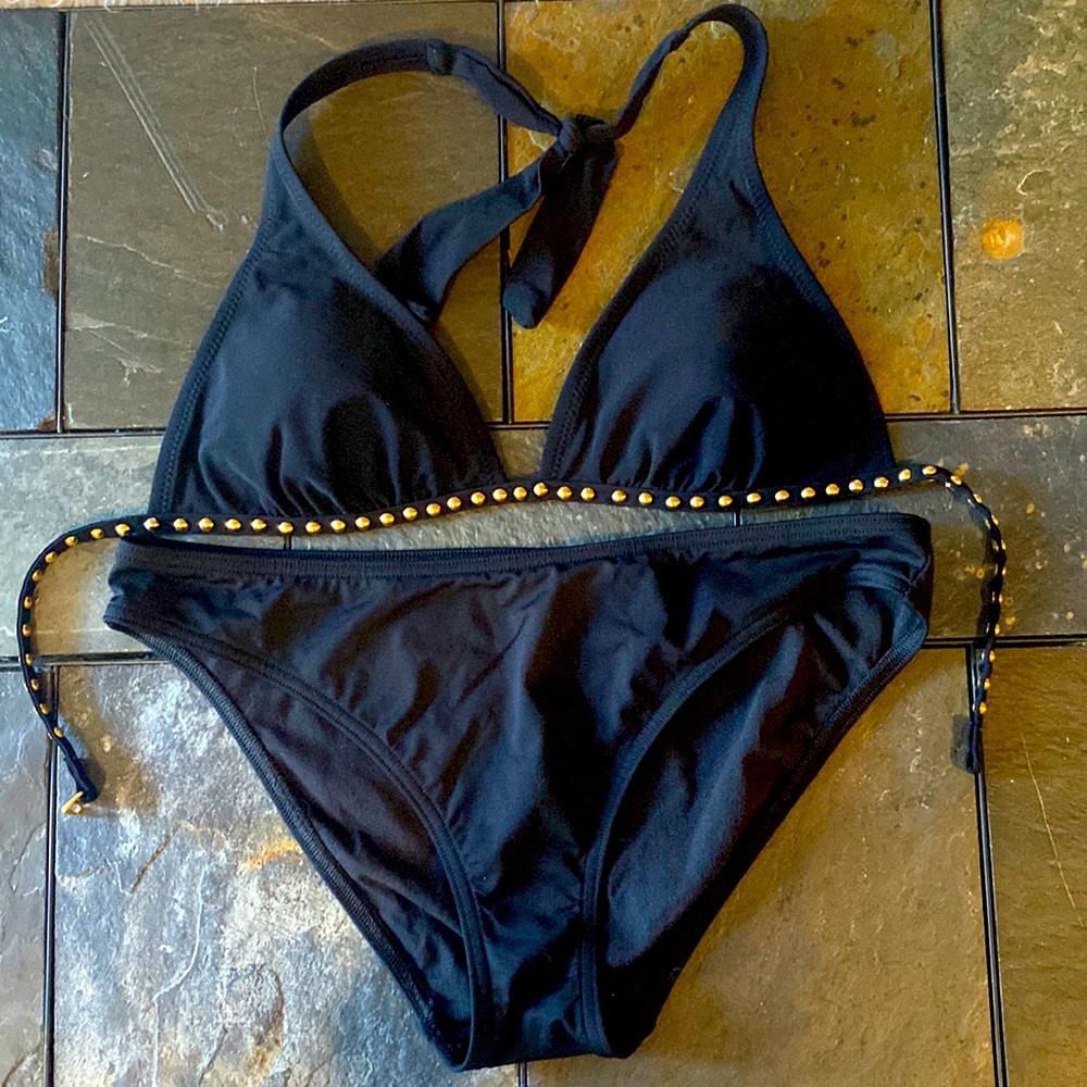 NWOT never work black suit with gold studs.